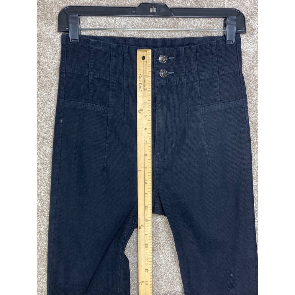 We The Free High Rise Corduroy Flare Pants Womens 26 Black Bell Bottoms Stretch - Picture 6 of 9